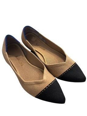 Rothy’s ballet Flats Camel And black pointed toe color way 10